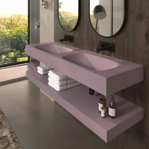 Lavabo suspendido LIDO dos senos SOLID SURFACE Violeta