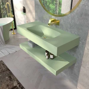 Lavabo suspendido LIDO un seno centrado SOLID SURFACE Verde Blanquecino