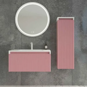 Mueble de baño BINARIO suspendido 1 cajón acabado ROSA PALO