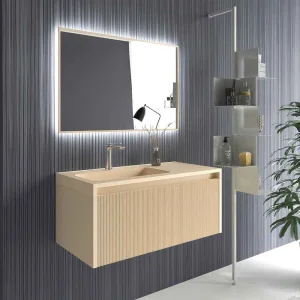 Mueble de baño BINARIO suspendido 2 cajones acabado CREMA