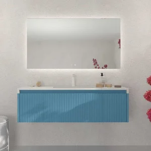 Mueble de baño BINARIO suspendido 3 cajones acabado AZUL OCEAN