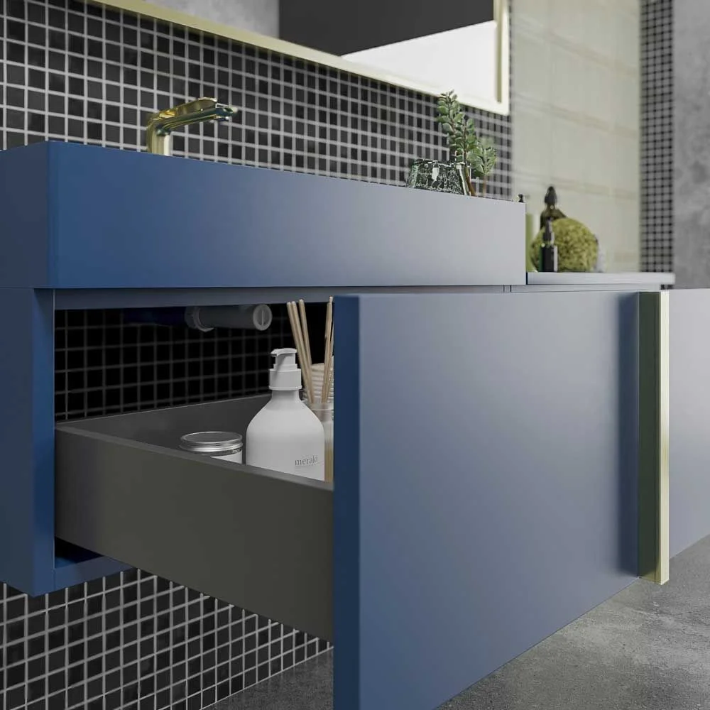 Mueble de baño NORMA suspendido 2 cajónes acabado AZUL ZAFIRO - Imagen 6