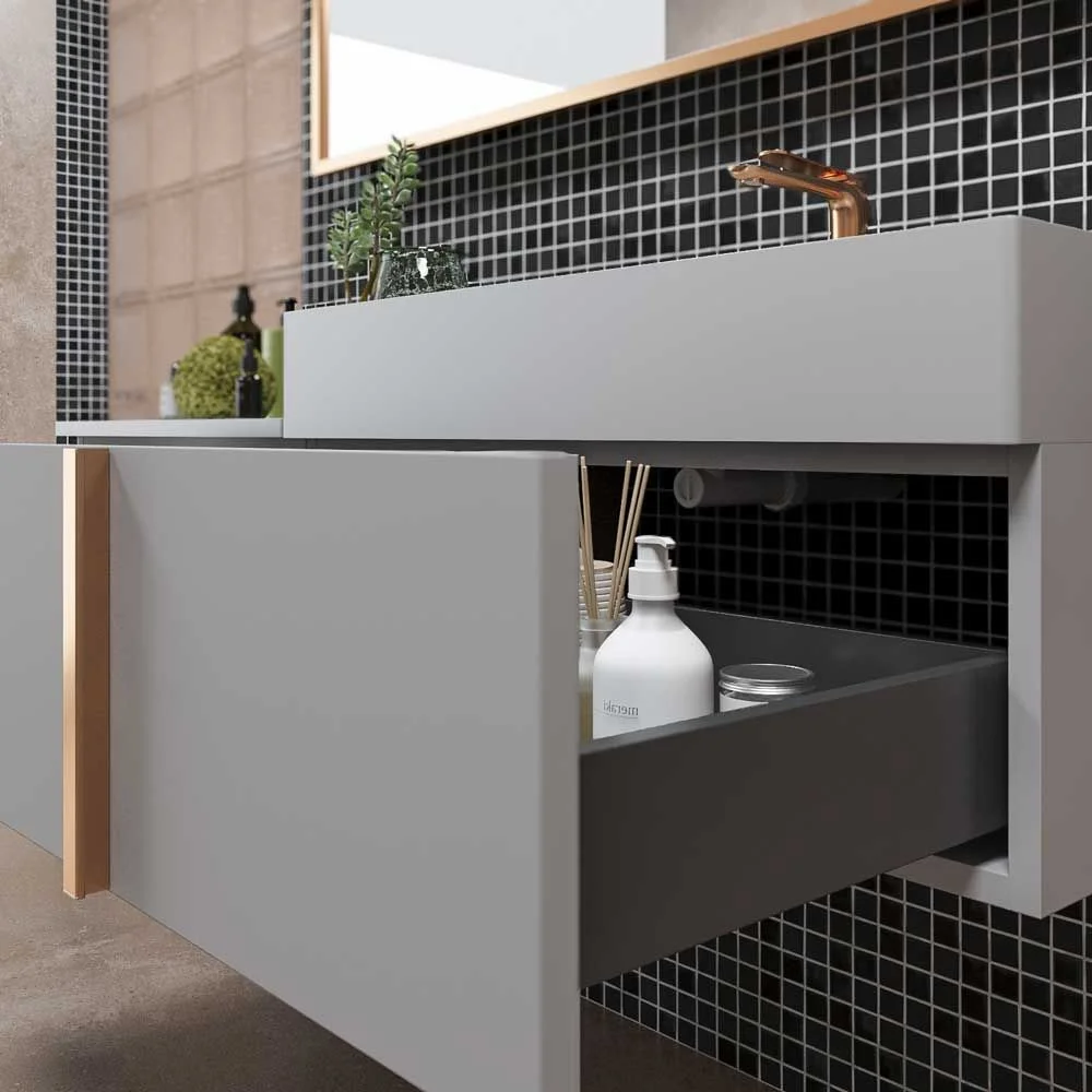 Mueble de baño NORMA suspendido 2 cajónes acabado GRIS SEÑAL - Imagen 3