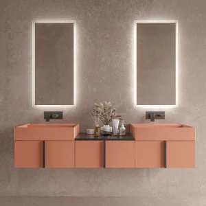 Mueble de baño NORMA suspendido 3 cajónes acabado ROSA PARDO