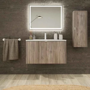 Mueble de baño MILO suspendido 1 cajón acabado ROBLE CENIZA