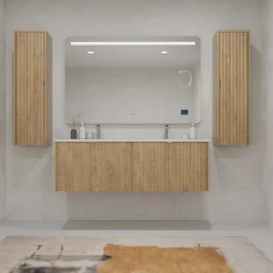 Mueble de baño MILO suspendido 2 cajones acabado ROBLE TEXAS