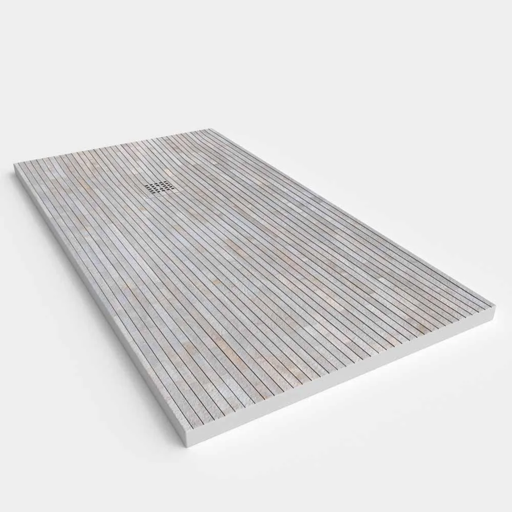 Plato de ducha resina textura pizarra acabado efecto Madera Larch - antideslizante STONE 3D moderno - Imagen 2