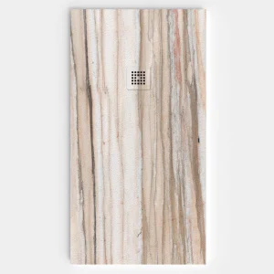 Plato de ducha resina textura pizarra acabado efecto Madera Mahogany - antideslizante STONE 3D moderno