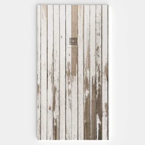 Plato de ducha resina textura pizarra acabado efecto Madera Vintage - antideslizante STONE 3D moderno