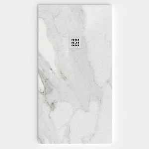 Plato de ducha resina textura pizarra. Efecto en Mármol Arabescato - antideslizante STONE 3D moderno