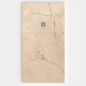 Plato de ducha resina textura pizarra. Efecto en Mármol Crema - antideslizante STONE 3D moderno