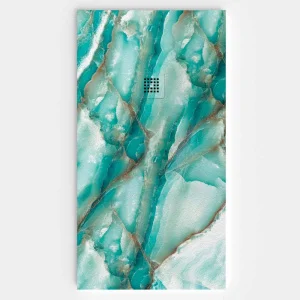 Plato de ducha resina textura pizarra. Efecto en Mármol Green - antideslizante STONE 3D moderno