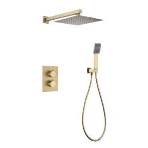Conjunto de Ducha Termostático Empotrado ETERNITY Oro Cepillado