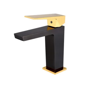 Grifo Monomando de Lavabo INFINITE Negro Cristal / Oro Brillo