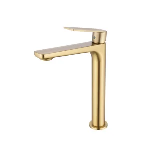 Grifo Monomando Alto de Lavabo GLORY Oro Cepillado