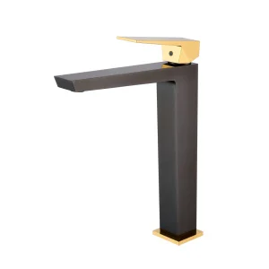 Grifo Monomando de Lavabo Alto INFINITE Negro Cristal / Oro Brillo