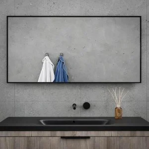 Espejo de baño ALUMINIUM marco negro con luz LED  ambiental
