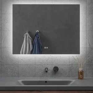 Espejo de baño KOMPLET rectangular con bisel con luz LED frontal  y ambiental