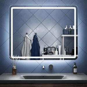 Espejo de baño LYRA rectangular con canto arenado con luz LED frontal