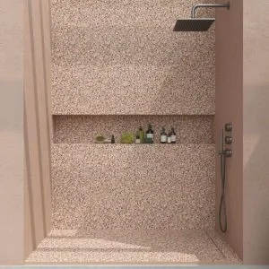 Panel de revestimiento para pared de baño MSCOMPACT efecto terrazo LATI