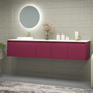 Mueble de baño FUSE suspendido 4 cajones BURDEOS