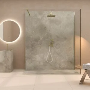 Panel de revestimiento para pared de baño MSCOMPACT efecto cemento ALMADA