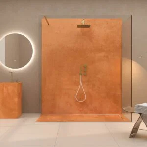 Panel de revestimiento para pared de baño MSCOMPACT efecto cemento COBRE