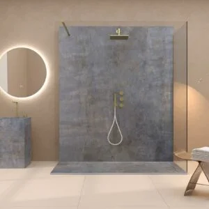 Panel de revestimiento para pared de baño MSCOMPACT efecto cemento SILA