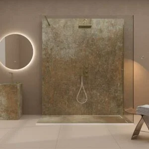 Panel de revestimiento para pared de baño MSCOMPACT efecto cemento TIRA