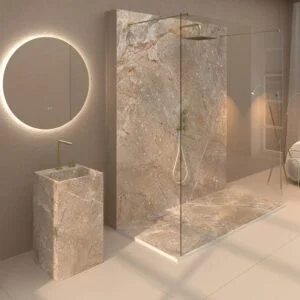 Panel de revestimiento para pared de baño MSCOMPACT efecto mármol CORALITO