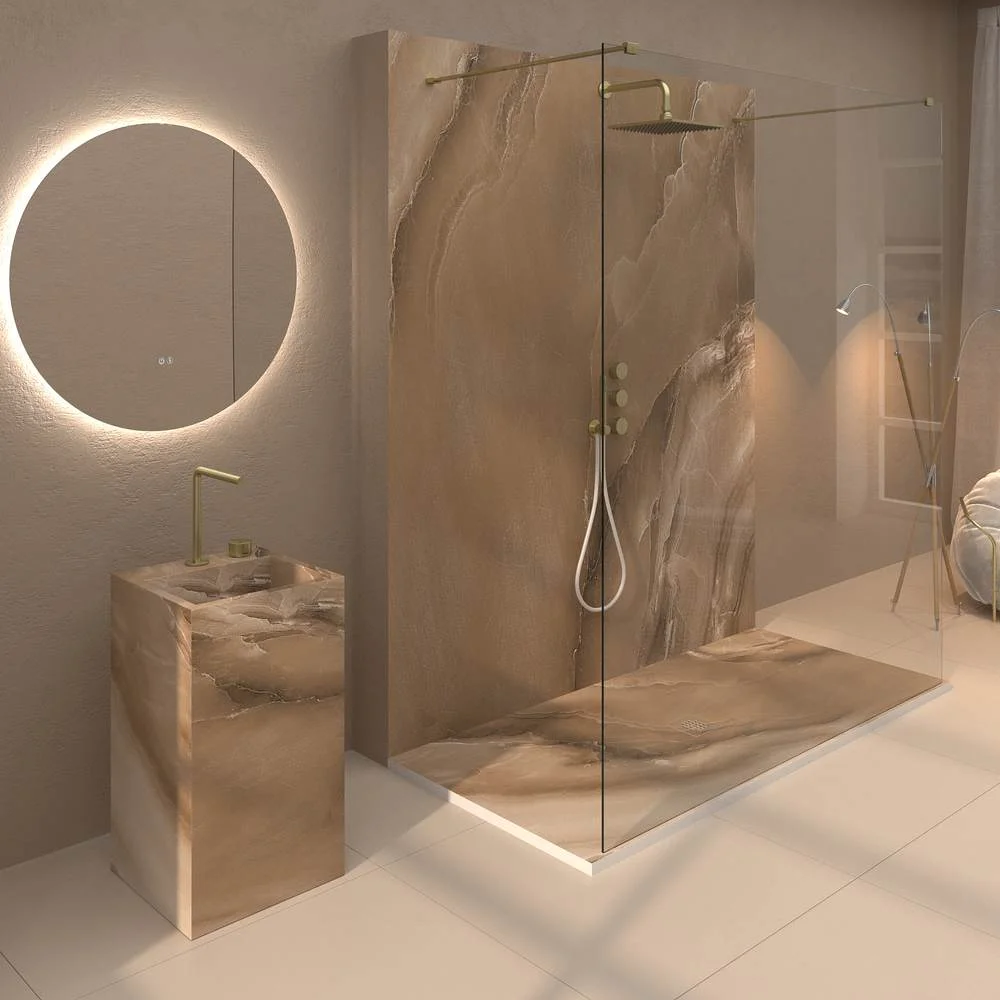 Panel de revestimiento para pared de baño MSCOMPACT efecto mármol DONATELLO