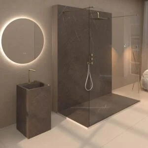Panel de revestimiento para pared de baño MSCOMPACT efecto mármol EMPERADOR