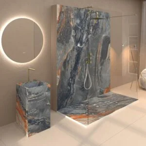 Panel de revestimiento para pared de baño MSCOMPACT efecto mármol LESTER