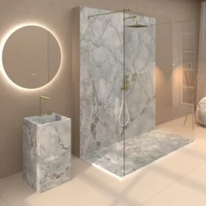 Panel de revestimiento para pared de baño MSCOMPACT efecto mármol SIERRA