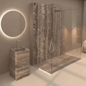 Panel de revestimiento para pared de baño MSCOMPACT efecto mármol VOLAKA