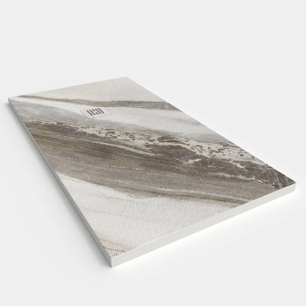 Plato de ducha resina textura pizarra. Efecto en Mármol MELURA - antideslizante STONE 3D moderno - Imagen 2