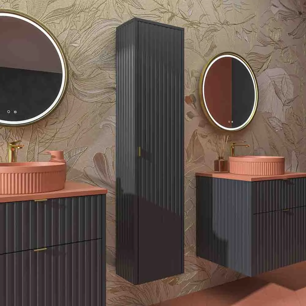 Mueble de baño TREX suspendido 2 cajones Grafito/Rojo Beige - Imagen 7