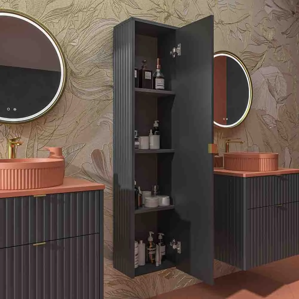 Mueble de baño TREX suspendido 2 cajones Grafito/Rojo Beige - Imagen 3