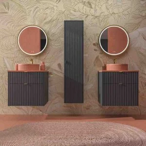 Mueble de baño TREX suspendido 2 cajones  Grafito/Rojo Beige