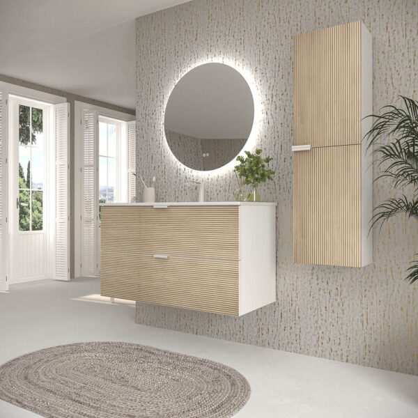 Mueble de baño suspendido 2 cajones ADAM  con lavabo porcelana bicolor BASTILLA/BLANCO - Imagen 5