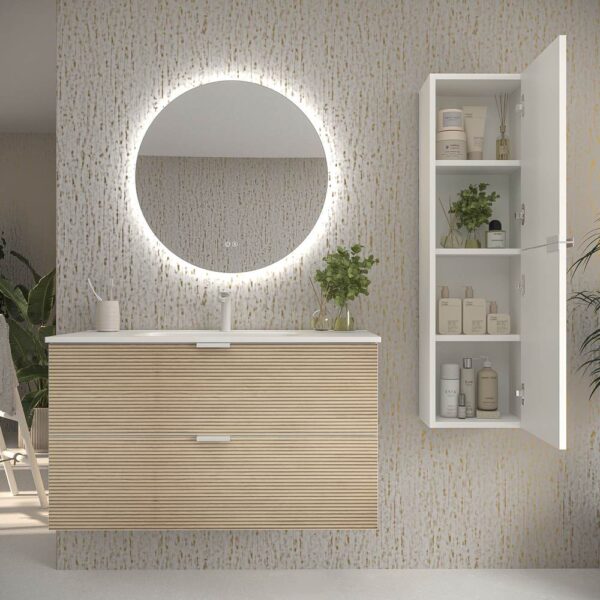 Mueble de baño suspendido 2 cajones ADAM  con lavabo porcelana bicolor BASTILLA/BLANCO - Imagen 4