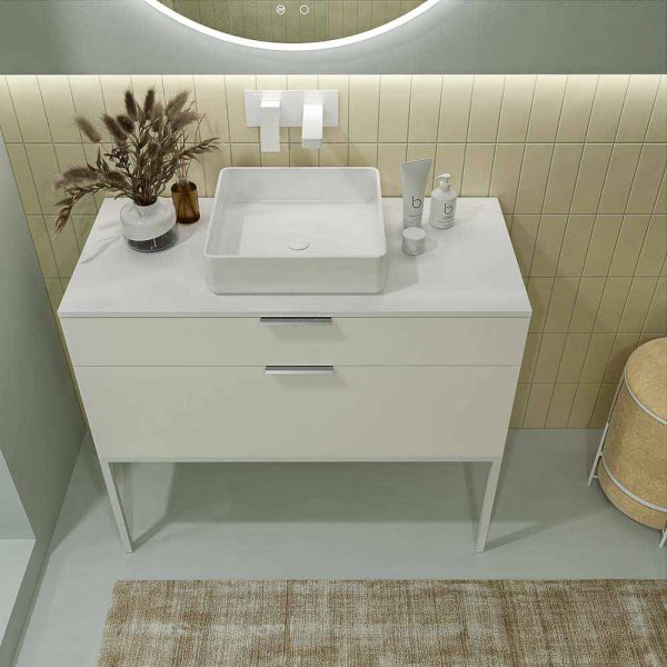 Mueble   de baño ella con patas 2 cajones acabado blanco