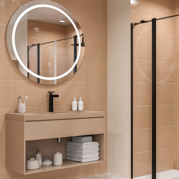 Mueble   de baño suspendido 1 cajón / 1 hueco carmen con lavabo resina acabado moka