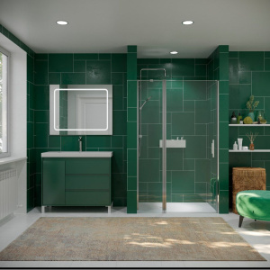 Mueble   de baño con patas 3 cajones / 1 puerta CARMEN acabado VERDE OLIVO