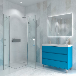 Mueble   de baño con patas 3 cajones CARMEN acabado AZUL CLARO