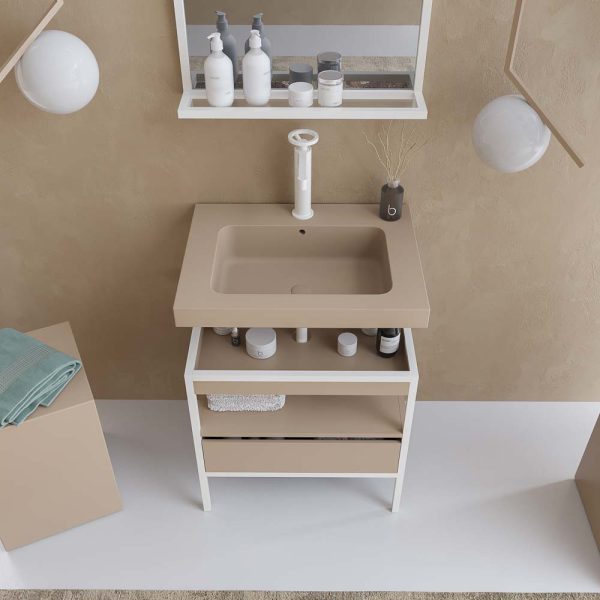 Mueble   de baño index estructura con patas 1 cajón lavabo suspendido moka-blanco