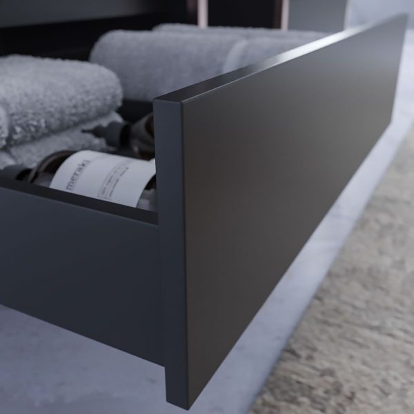 Mueble   de baño index estructura con patas 1 cajón lavabo suspendido negro-oro rosa