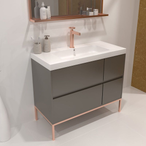 Mueble   de baño EVO 4 cajones acabado mate TOPO con lavabo resina 6 cm grosor