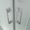 Mampara de ducha rectangular gliss apertura angular 2 fijos-2 puertas correderas. Vidrio opaco con tratamiento anti-cal. Acabado cromo brillo