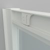 Mampara de ducha rectangular flare apertura angular 2 fijos-2 puertas correderas. Sin perfil inferior. Con tratamiento anti-cal. Acabado blanco mate
